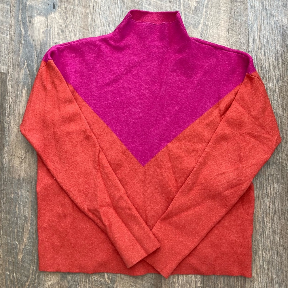 Cynthia Rowley | Bright & Bold Structured Vertical Color Block Mock Neck Sweater